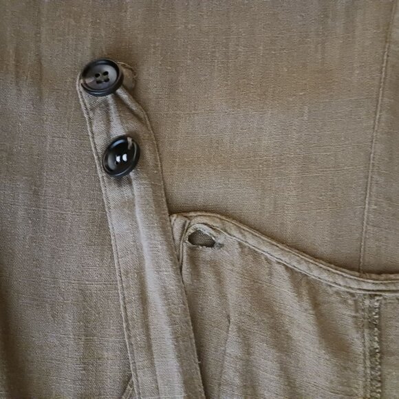 Lulus‎ Torrey Olive Green Wide-Leg Overalls Size S Linen Blend Cropped Leg - Picture 10 of 16